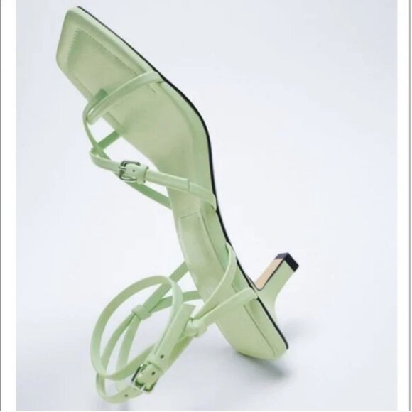 NWT Zara Strappy Heleed Leather Sandals - Picture 2 of 9